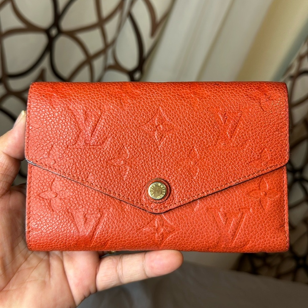 LOUIS VUITTON Red Monogram Empreinte Compact Curieuse